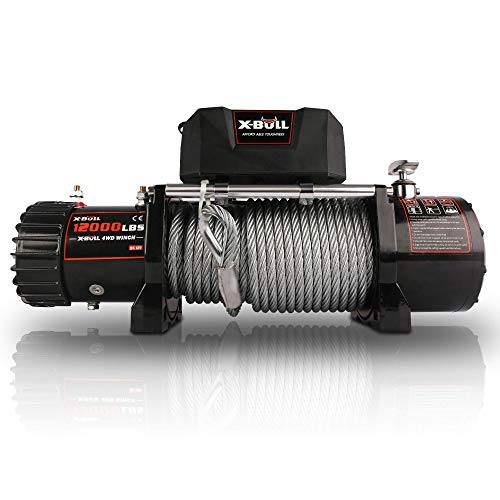 X-BULL 12V Steel Cable Electric Winch 12000 lb...
