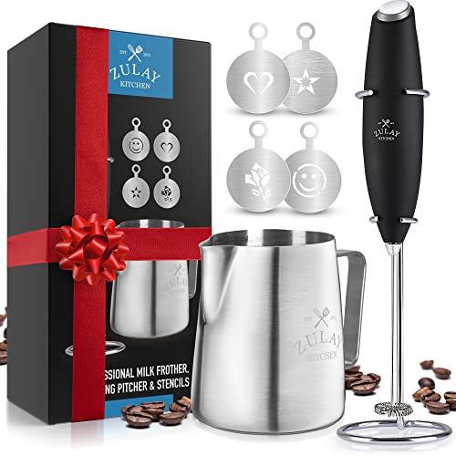 Zulay Milk Frother Complete Set Coffee Gift,...