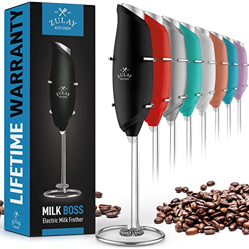 Zulay One Touch Milk Frother Handheld Foam Maker...