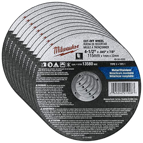 Milwaukee 10 Pack - 4 1 2 Cutting Wheels For...